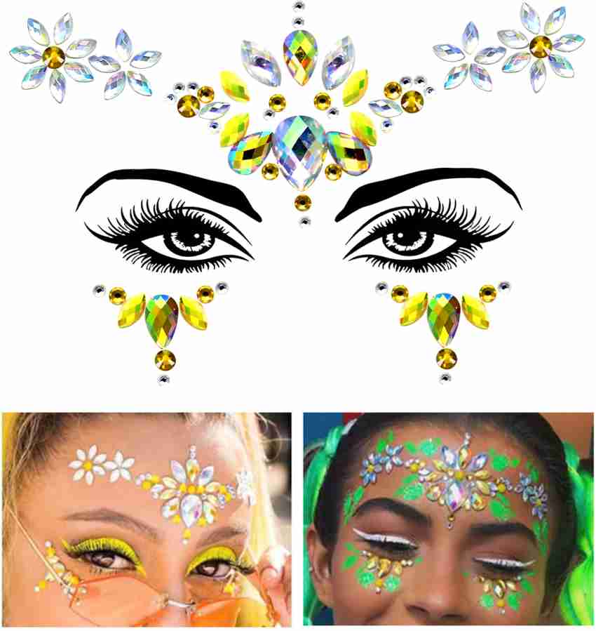 6 Sets Women Mermaid Face Gems Glitter, Rhinestone Rave Festival Face Jewels