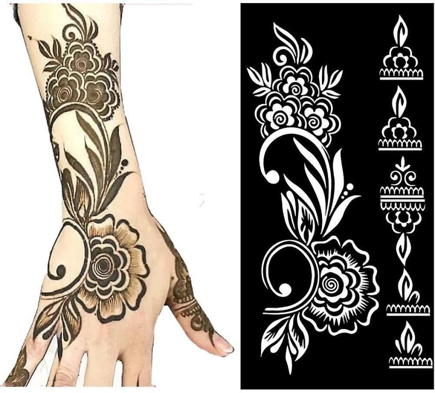 XMASIR Xmasir 40 Sheets Self-adhesive Henna Tattoo Stencils Set Mehndi  Template for Tattoo Body Art Painting Indian Arabian Airb