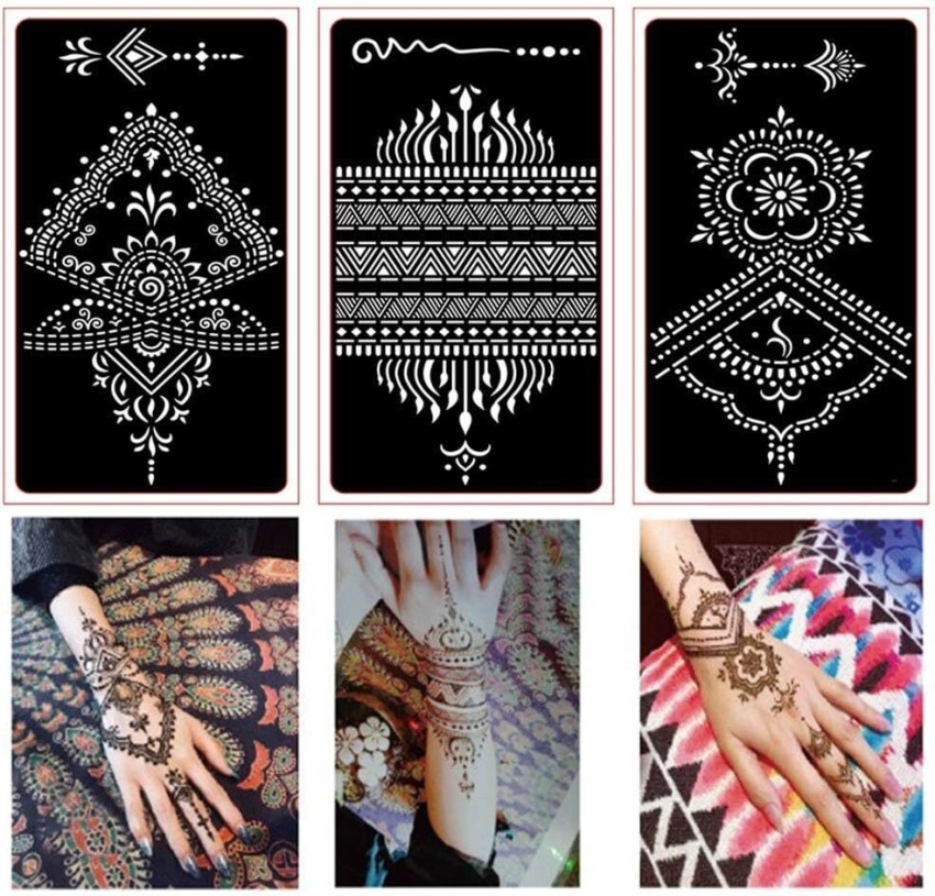Amazon.com : Supperb® Temporary Tattoos - Inspired Mehndi Design Temporary Henna  Tattoos II (Set of 2) : Beauty & Personal Care