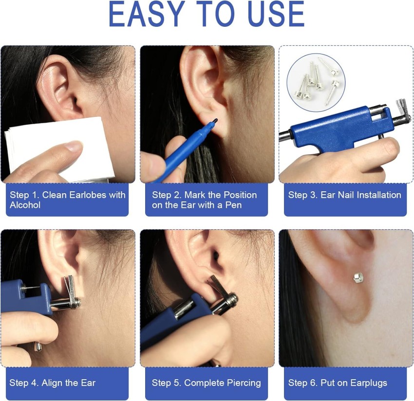 Ear Piercing Tool Kit,including Ear Piercing Gun, Mark Pen