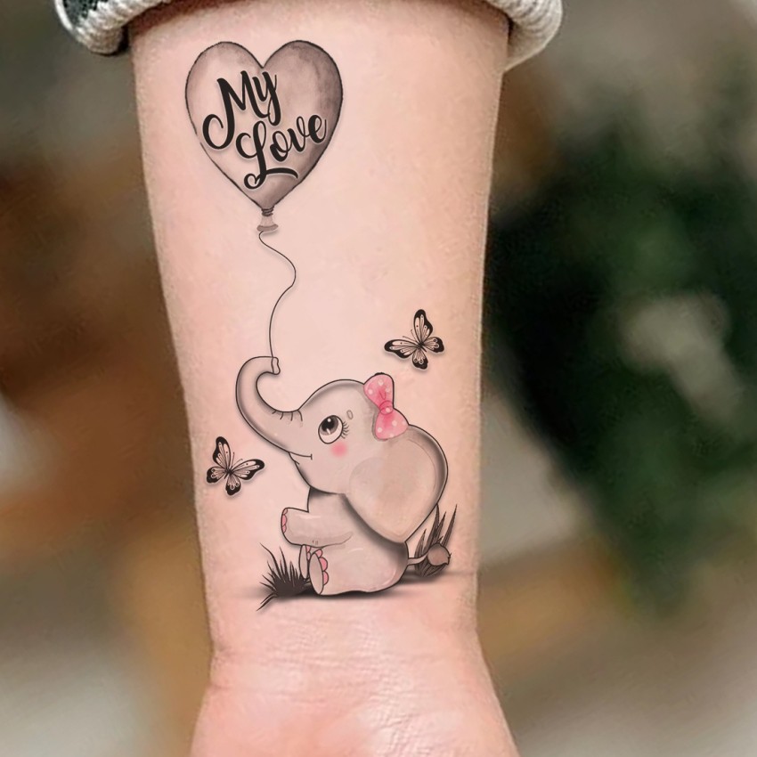 Baby Elephant with Balloon by Crystal Mandrigues TattooNOW