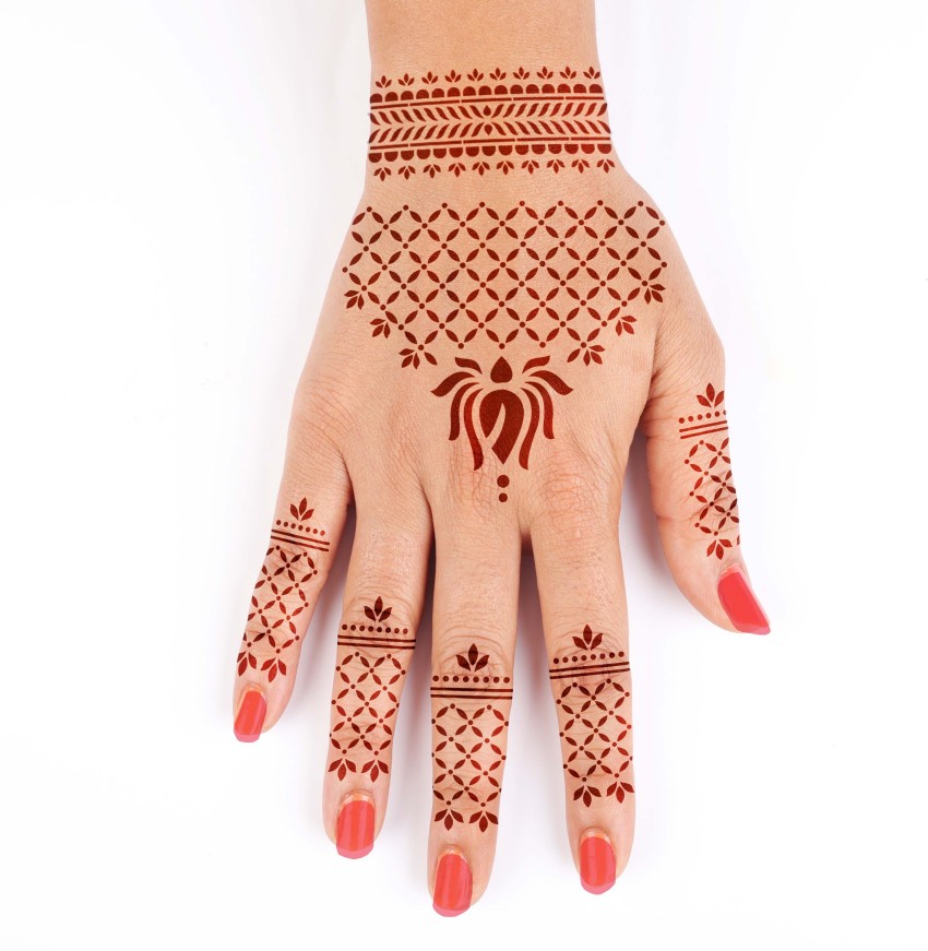 2pcs/set Hand Flower Henna Hollow Out Template Stickers | SHEIN
