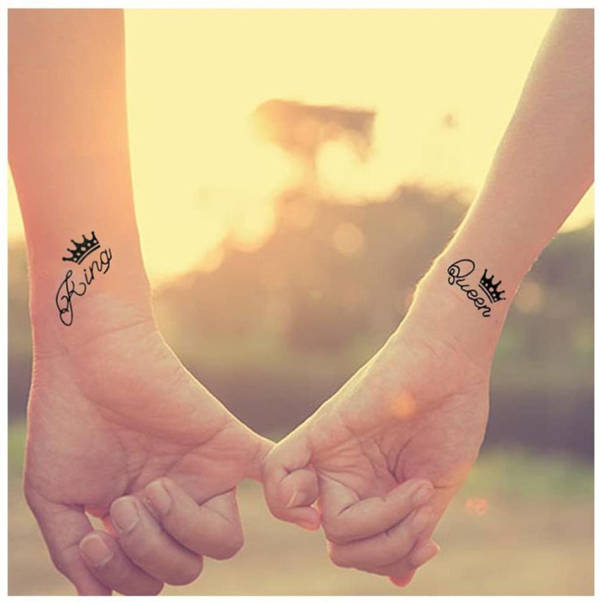 Matching Queen and King of Hearts Temporary Tattoo - Set of 3+3