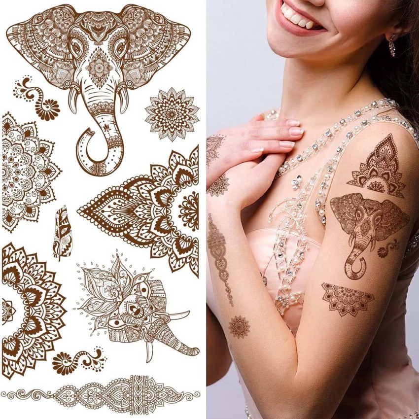 Henna Tattoo Stickers For Legs Waterproof Temporary Tattoos Women Mehndi  Design Instant Fake Tattoo For Hand Sleeve Body Hena - Temporary Tattoos -  AliExpress