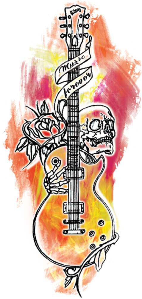 Tattoo uploaded by Toon Town Ink  Guitar Skull Smoke  Tattoodo