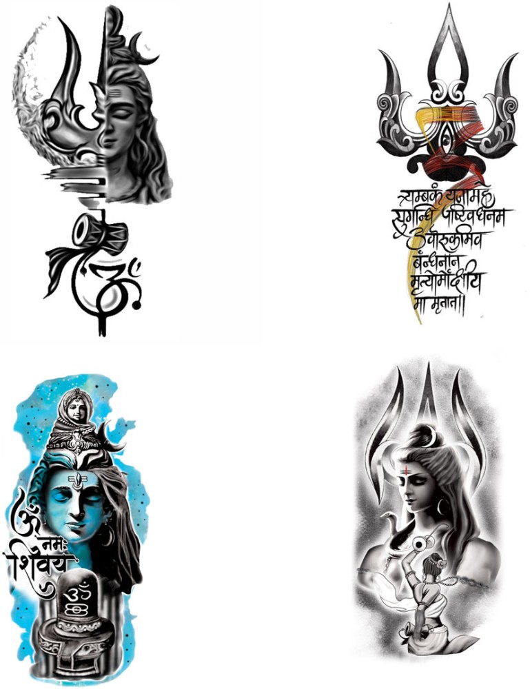 Trishul with Lord Shiva Black and White Tattoo Designs  Ace Tattooz