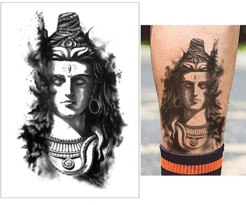 SAVI 3D Temporary Tattoo Colorful Lord Shiva Parvati Holy Religious  Design Size 21x15CM  1PC Blue
