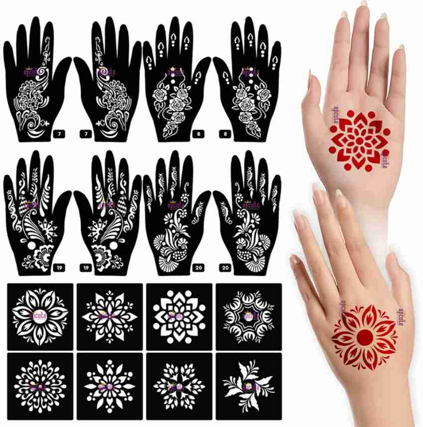 16 Sheets Temporary Henna Tattoo Kit, 87 Pcs Reusable Tattoo Stencils Sets  India