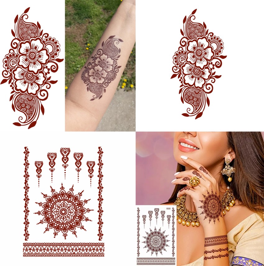 Temporary Tattoos, Henna Tattoos Brown Red Tattoos Stickers Lace Temporary  Tattoos Waterproof Body Stickers For Women Girls Body Art 6 Sheets | Fruugo  IE