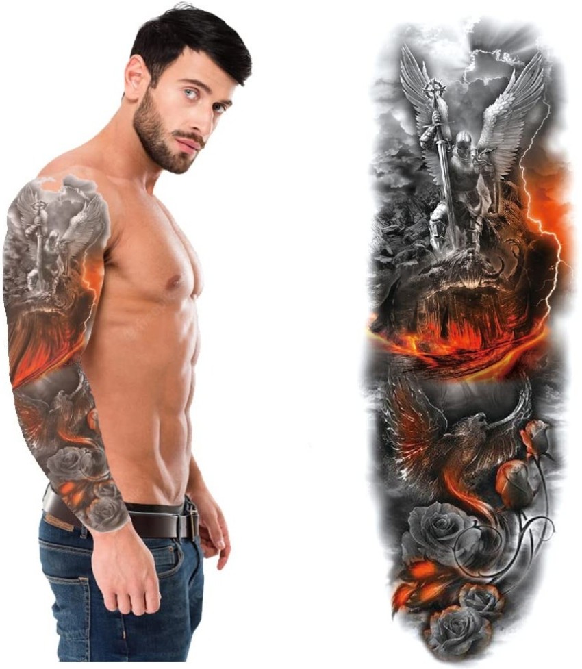 Temporary Tattoo For Girls Men Women Full Arm Hand 3D Sticker Size 48x17CM   1PC  Amazonin Beauty