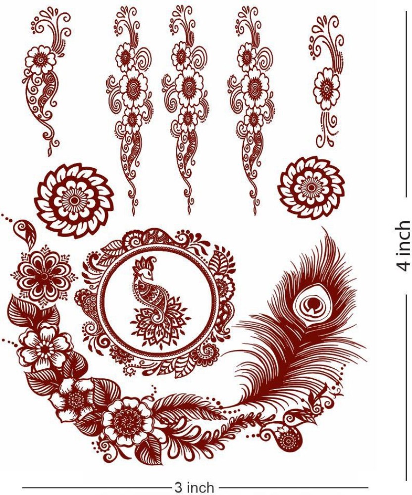 Ooopsi 8 Sheets Black Henna Temporary Tattoos for Women Girls - Feather  Mandala Flower Tattoo Sticker for Adults Body Art Stickers Lace Indian  Mehndi Tatoos price in Saudi Arabia | Amazon Saudi Arabia | kanbkam