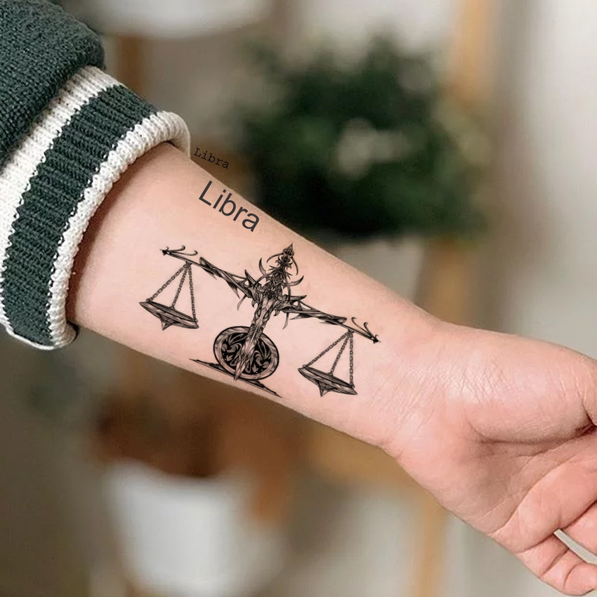 Libra Tatovering Astrological Sign Libra Zodiac Temporary Tattoo