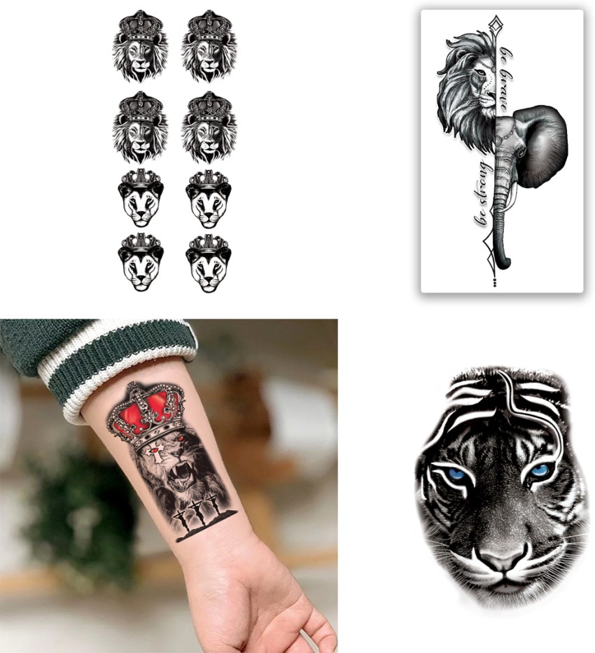 5 PCS Temporary Tattoo Stickers of Big Roaring Tiger Lion Faces For Men  And Women Size 21x15CM  Amazonin Beauty