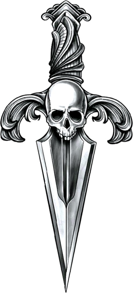 Temporary Tattoo 3D Dangerous Skull Sword Tattoo Sticker Size 15x10CM   1PC  Amazonin Beauty