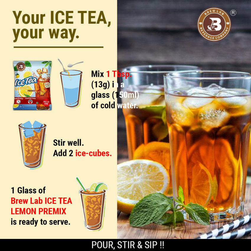 Brew Lab Lemon Ice Tea Natural Lemon Flavor Ice Tea Premix Premium
