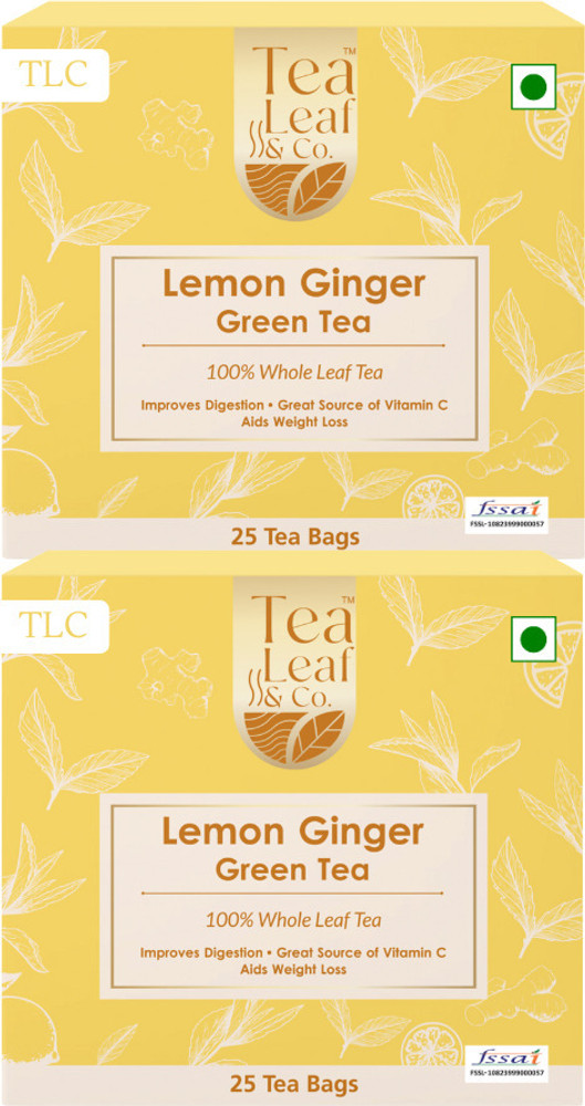 TLC Tea Leaf Co Lemon Ginger Green Tea For Weight Loss Stress Relief 50 Tea Bags Lemon Ginger Green Tea Bags Box Price in India Buy TLC Tea Leaf