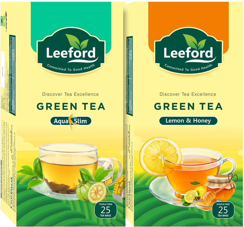 Leeford Green Tea Aqua Slim and Lemon With Honey For Weight Loss and Health Combo Pack 25 Bags Each Lemon Honey Green Tea Bags Box Price in India Buy Leeford