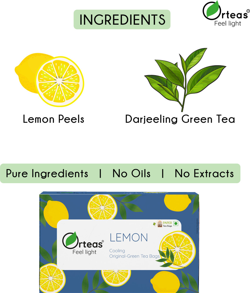 Orteas Lemon Green Tea Fresh Lemon Peel. Darjeeling Tea. For Cool Body. Lemon Green Tea Bags Box Price in India Buy Orteas Lemon Green Tea Fresh Lemon Peel. Darjeeling