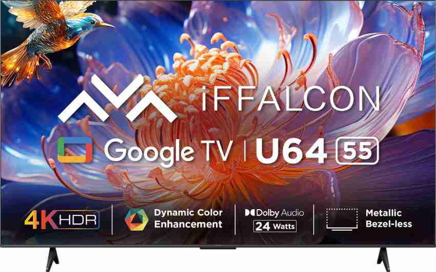 iFFALCON by TCL U64 139 cm (55 inch) Ultra HD (4K) LED Smart Google TV with 24W Dolby Audio, HDR10  (iFF55U64)