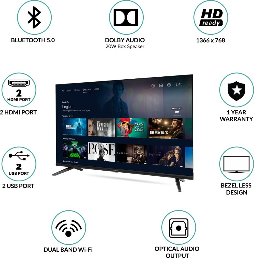 Buy Croma 109 cm (43 inch) Full HD LED Smart Google TV with Bezel Less  Display (2023 model) Online - Croma