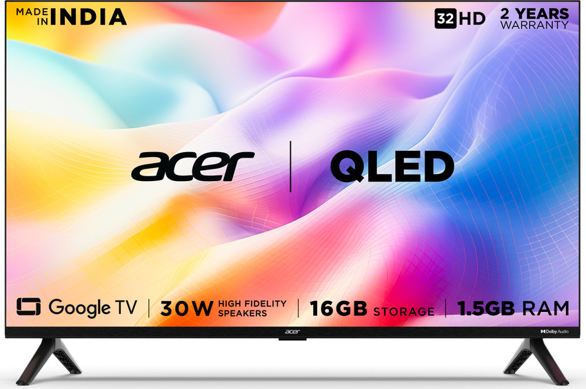 Acer V Series 80 cm (32 inch) QLED HD Ready Smart Google TV 30W Dolby Audio, 1.5GB RAM, 16GB Storage Acer V Series 80 cm (32 inch) QLED HD Ready Smart Google TV 30W Dolby Audio, 1.5GB RAM, 16GB Storage
