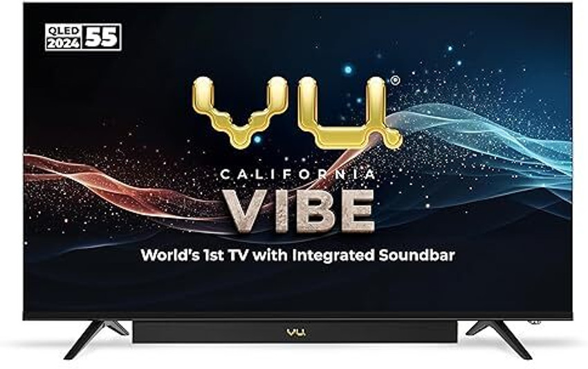 Vu 139 cm 55 inch Ultra HD 4K LED Smart Google TV with 88 Watts Sound Bar 2024 Vibe Series 400 Nits Brightness 3 Years Warranty Online at best Prices In India