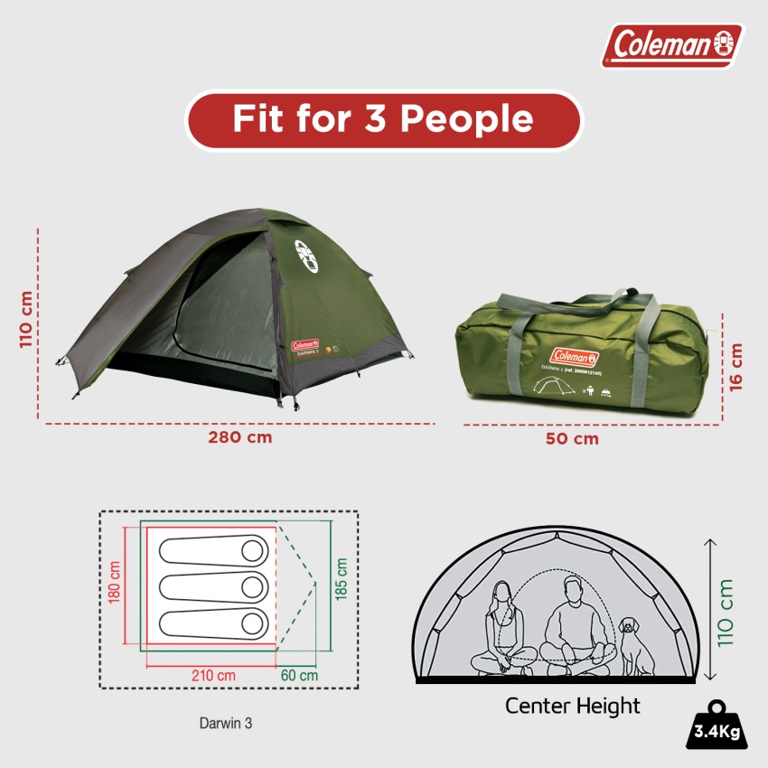 COLEMAN Darwin 3 Person Tent Tent For 3 Person Camping Get Free 2 Coleman BYOT Camping Nightout Event Passes Buy COLEMAN Darwin 3 Person Tent Tent For 3