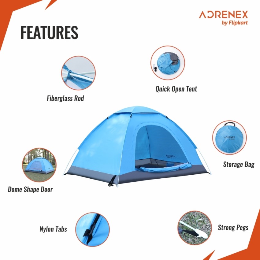 Adrenex by Flipkart Adrenex Portable Camping Tent with Dome shape Tent -  For Unisex - Buy Adrenex by Flipkart Adrenex Portable Camping Tent with  Dome shape Tent - For Unisex Online at