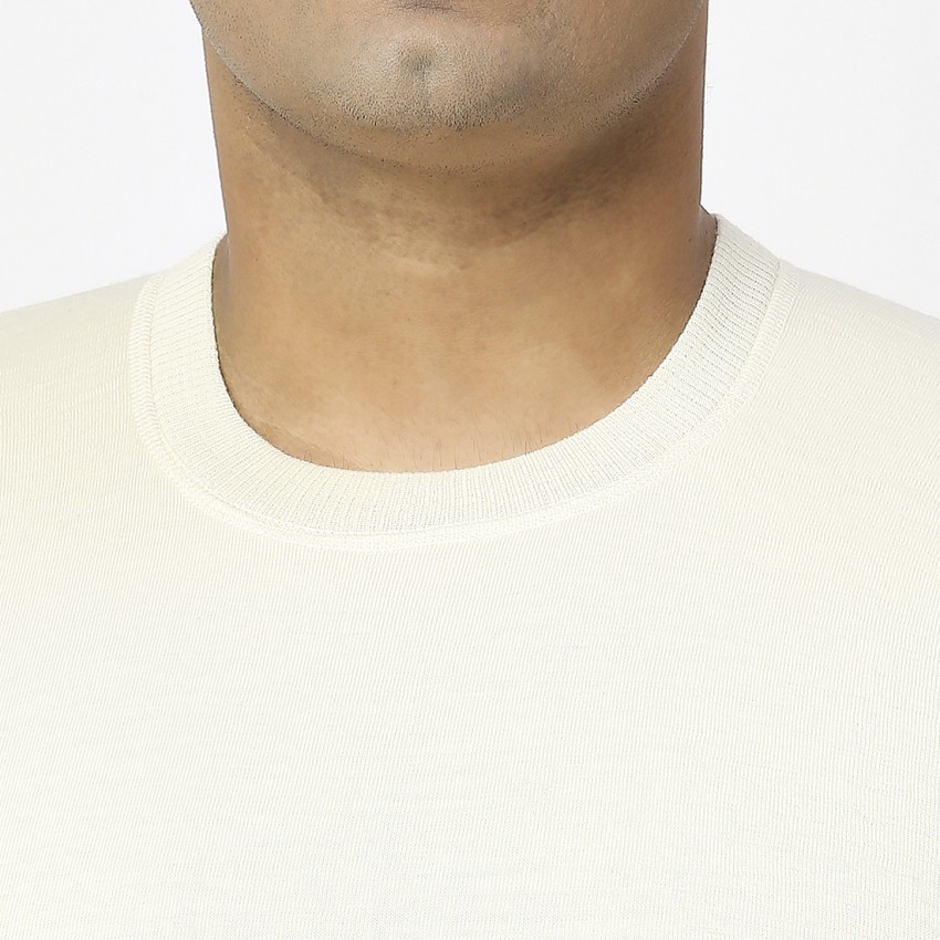 Buy Roopam Men Pure Wool Half Sleeves Vest Off White at