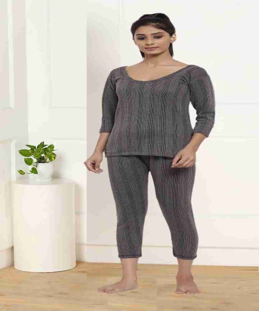 Buy REVEXO Ladies Thermal Inner wear Set for Winter 3/4th Sleeves Top and  Trouser/Female Thermal/Ladies Thermal Set (S) 9 at