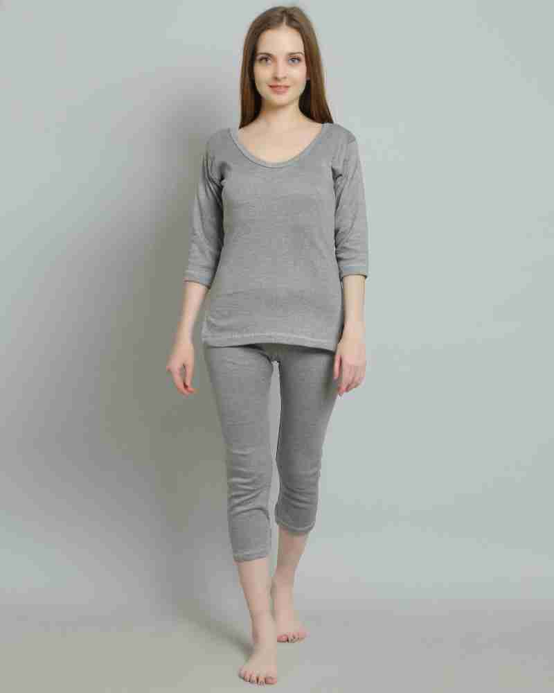 Buy EKOM Women's Cotton Quilted Thermal 3/4th Sleeves Top and  Trouser/Female Thermal/Ladies Thermal Set