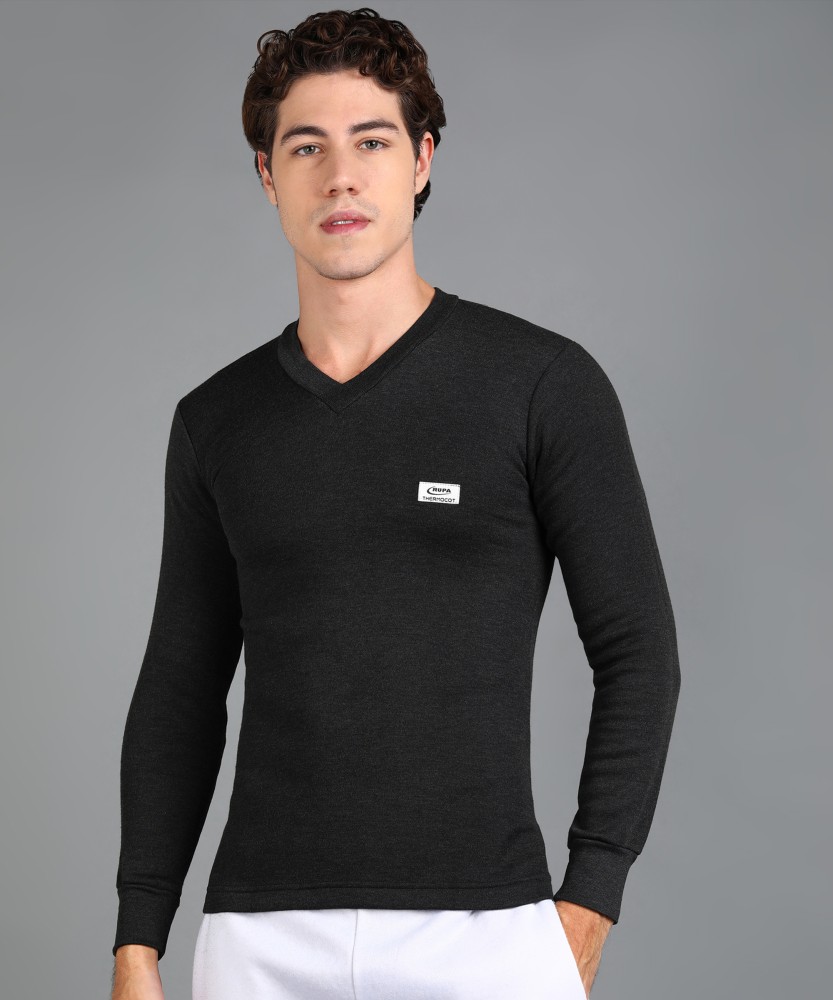 Rupa Thermacot V Neck Full Sleeve Blue Thermal Top and Bottom Set For Men |  Thermal Wear For Men