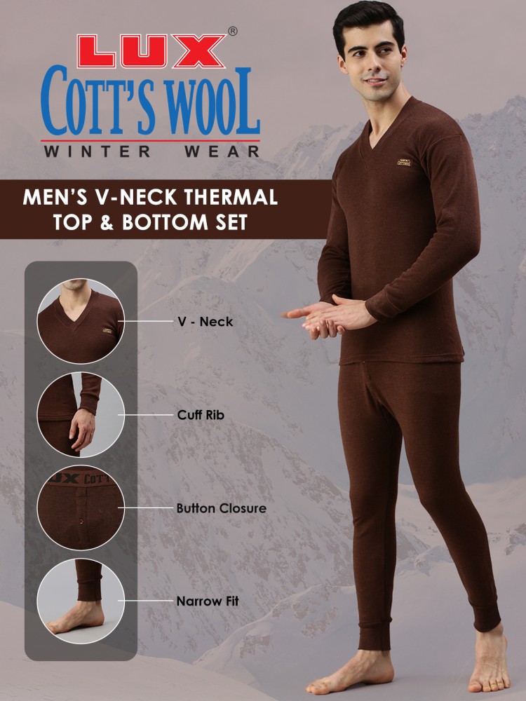 Buy Lux Cottswool Black Thermal V Neck Men's Top Size 85 at
