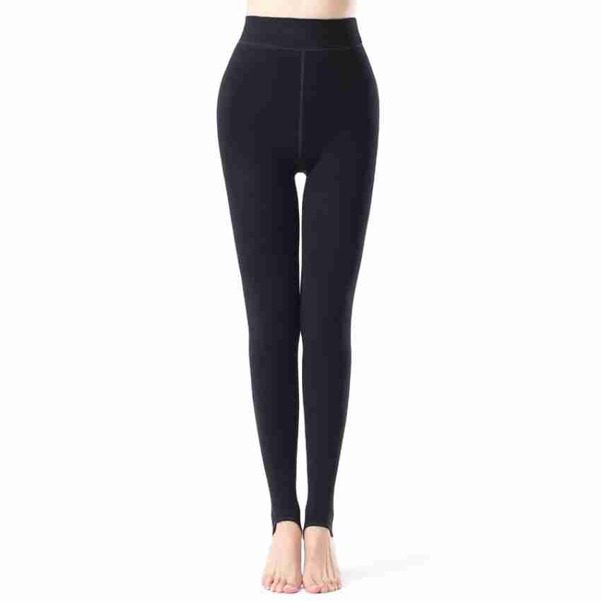Buy Frackson Black Ankle Length 24 to 34 Waist Stretchable Warm Lined  Fleece Legging Slim Fit Women Pyjama Thermal Online at Best Prices in India