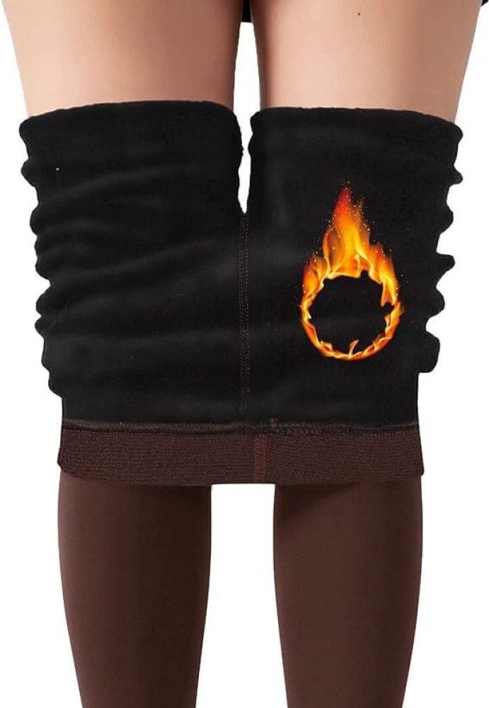 HSR Winter Warm Leggings Women Elastic Stretchable Thermal Legging Pants Fleece  Lined Thick Tights (Grey) Waist