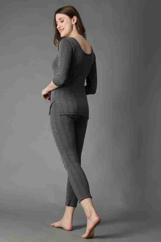Wearslim Cotton Quilted Winter Lightweight Thermal Underwear for Women Long Johns Set Women Top Pyjama Set Thermal