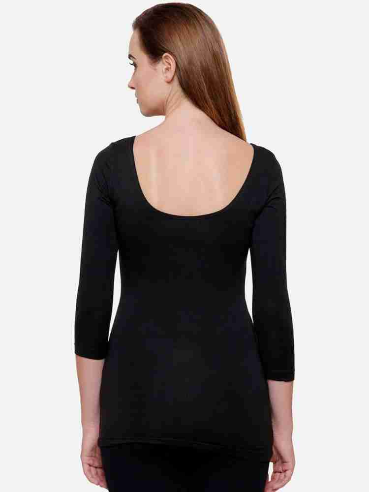 Ayaki Bodycare Black Solid Thermal Women Top Thermal - Buy Ayaki Bodycare  Black Solid Thermal Women Top Thermal Online at Best Prices in India