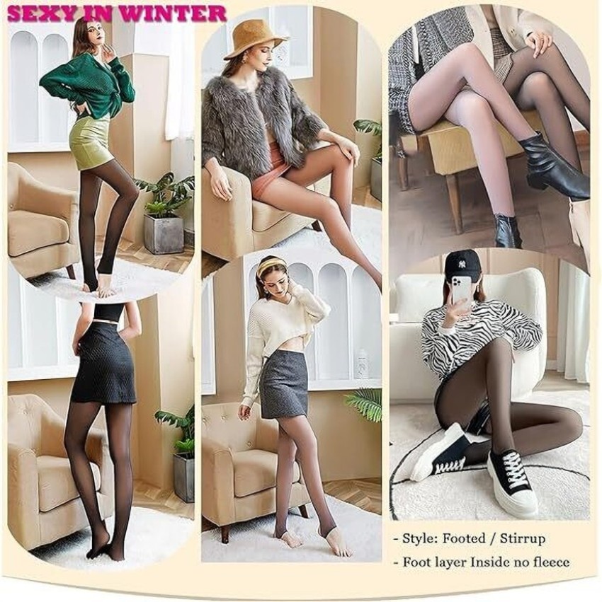 Fleece Lined Tights for Women Opaque Warm Tights with Control Top Pantyhose  pack of 1