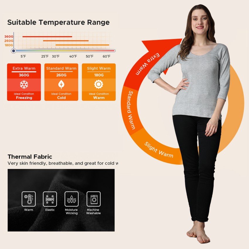 Wearslim Winter Warmer 3/4 Sleeves Vest Ultra Soft Scoop Neck