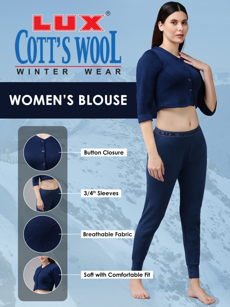 Lux Cottswool Women Blue Solid Thermal Set - Price History