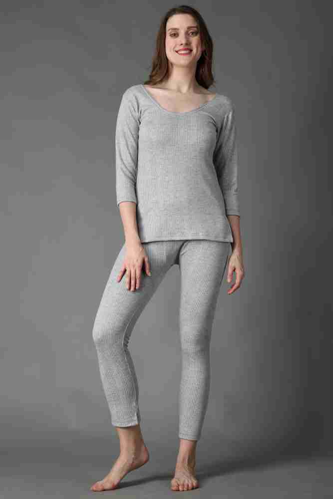 JAIRY SHOP Women's Cotton Thermal 3/4th Sleeves Top and  Trouser/Lower/Bottom Thermal Set 2