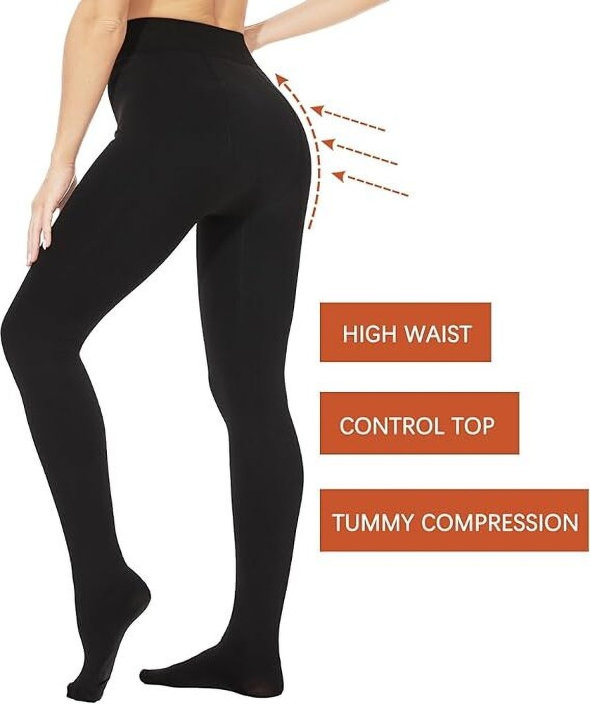 Lebami 2 Pairs Fleece Lined Tights for Women, 400D Black Winter
