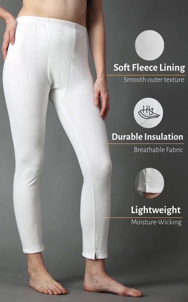 Wearslim Premium Thermal Warmer Bottom Pant for Women Ultra Soft Bottom  Winter Inner Wear Johns Underwear - White, S