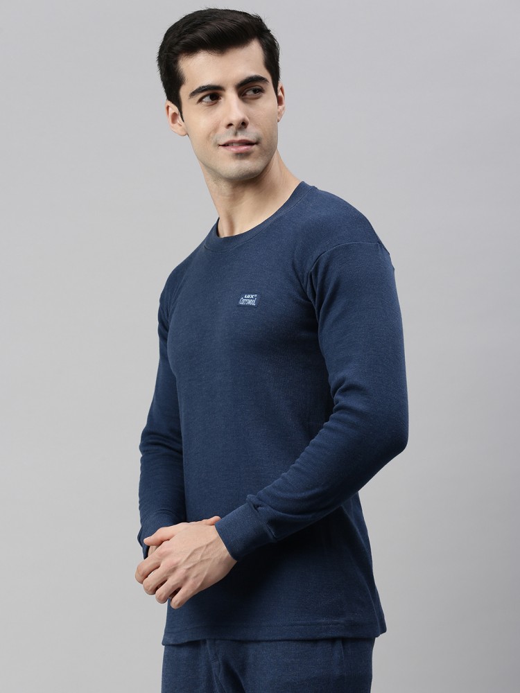 LUX COTT'S WOOL Full Sleeve Round Neck Blue Thermal Men Top Thermal - Buy Blue  LUX COTT'S WOOL Full Sleeve Round Neck Blue Thermal Men Top Thermal Online  at Best Prices in