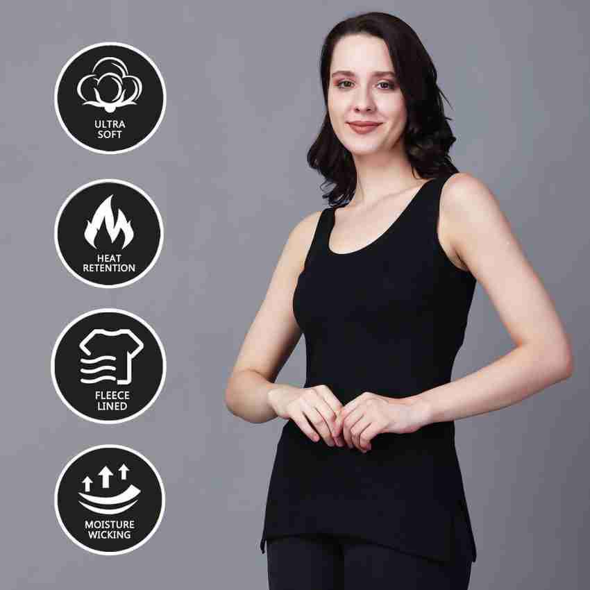 Womens Cotton Thermal Underwear Tops Fleece Lined Cami Tank Top Vest Warm  Winter Basic Camisole S-2xl