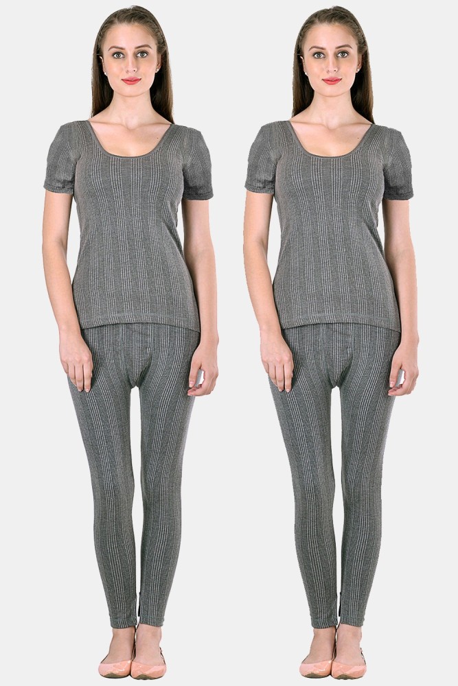 LUX INFERNO Women Charcoal Melange Women Top - Pyjama Set Thermal - Buy  Charcoal Melange LUX INFERNO Women Charcoal Melange Women Top - Pyjama Set  Thermal Online at Best Prices in India