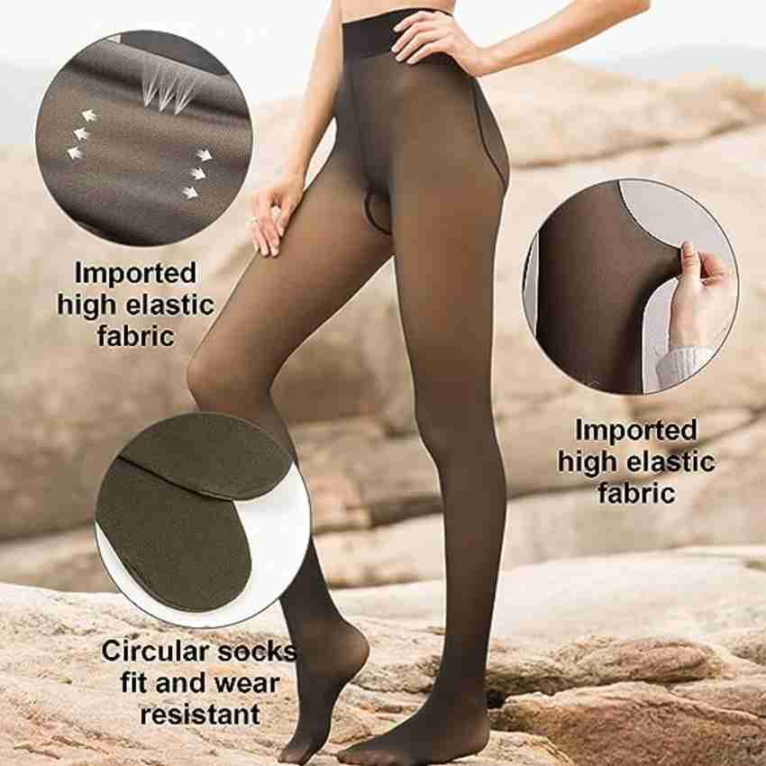 Fake transparent fleece tights new arrivals