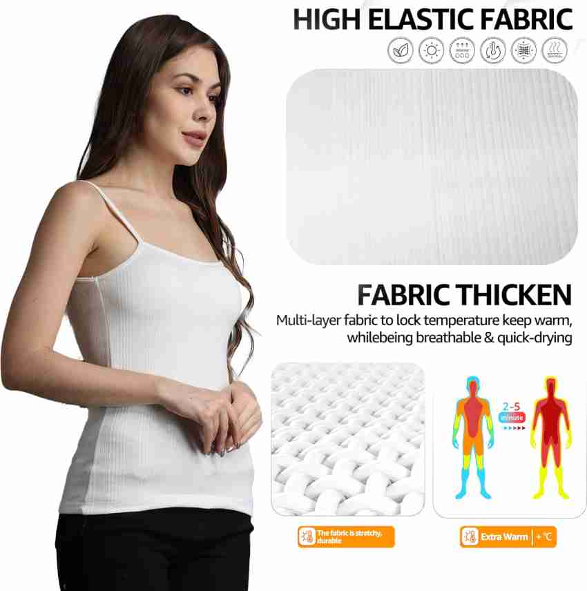 Buy FF Thermal Warmer Spaghetti Top for Women Ultra Soft Sleeveless Scoop  Neck Winter Inner Wear Top Johns Underwear Color - Black (Size - 3XL) Pack  - 1 at