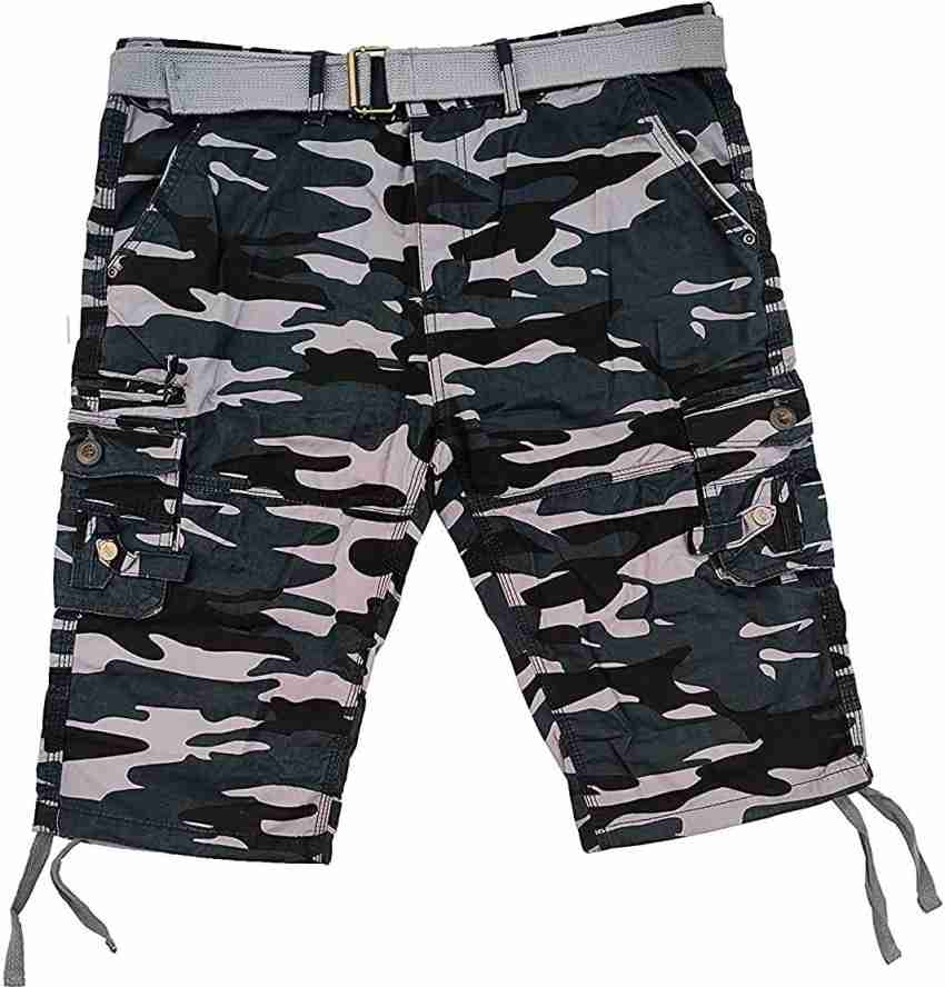 Women's Cargo Capri Shorts With 9 Zippered Pockets