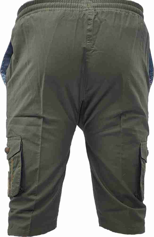 Alfa Men Cotton Three Fourth Quarter Half Pant Capri Shorts with 2 Pockets